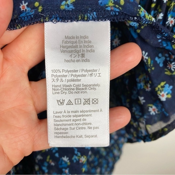 Madewell Crinkle Georgette Flared Hem Mini Dress Floral Blue Plus Size 1X NWT - Picture 13 of 13